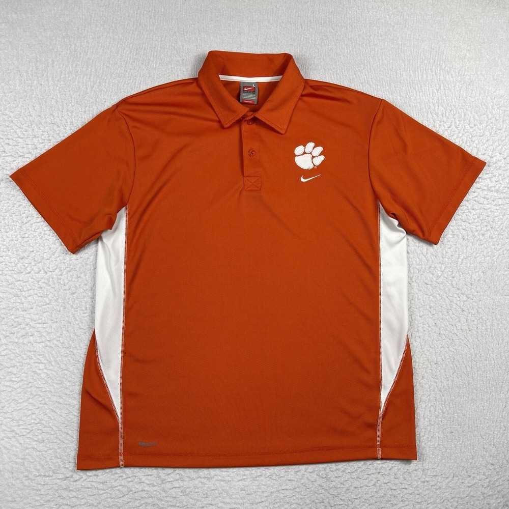 Clemson Tigers Polo Shirt‎ Mens Large Nike Y2K NCAA Football Basketball Golfer